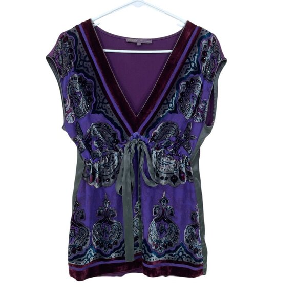 Vintage y2k Hale Bob Babydoll Top Size S Ribbon‎ Fairy Embellished Silk Blend - Picture 1 of 6